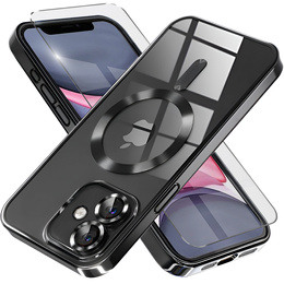 Husă pentru iPhone 11, Electro MagSafe, negru + Sticlă pentru ecran