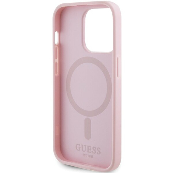 GUESS Huse pentru iPhone 14 Pro, Saffiano MagSafe, roz