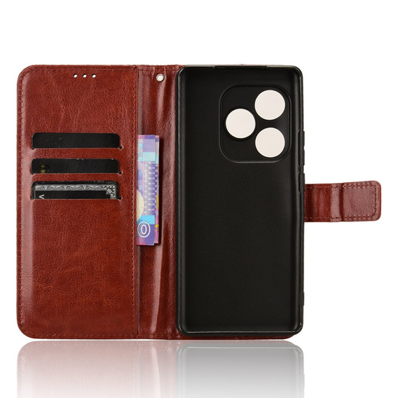 Cu clapetă pentru Realme GT 6 / 6T, Crazy Horse Wallet, maro