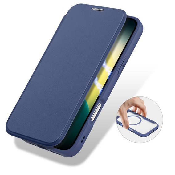 Husă Dux Ducis pentru iPhone Air, Skin X Pro, cu clapetă, pentru MagSafe, albastru marin
