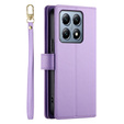 Cu clapetă pentru Xiaomi 14T Pro, Wallet Zipper Pocket, violet