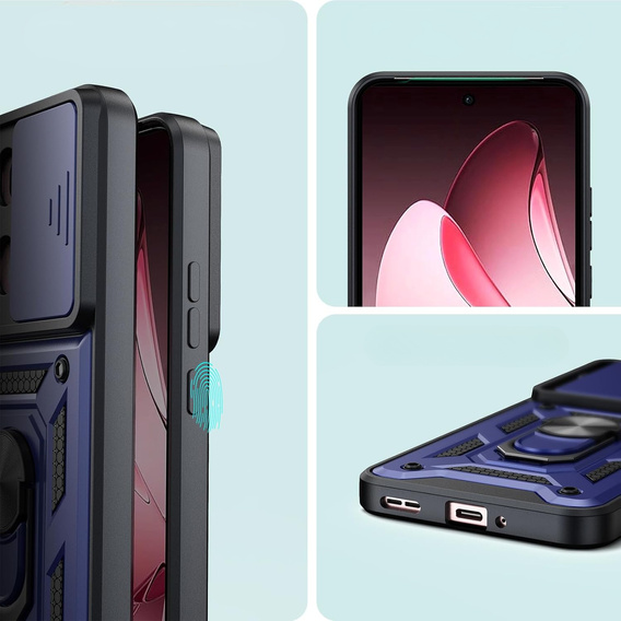 Husă blindată pentru Oppo Reno 13 Pro, CamShield Slide, albastru