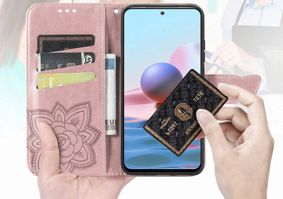 Cu clapetă pentru Oppo A40 / Oppo A40m, Butterfly, roz rose gold