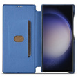Carcasa cu clapetă pentru Samsung Galaxy S23 Ultra, ERBORD Retro, albastru