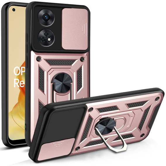 Husă blindată pentru Oppo Reno8 T, CamShield Slide, roz