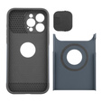 Huse pentru iPhone 15 Pro Max, ERBORD MagProtect Slide Camera, albastru titan