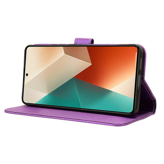 Cu clapetă pentru Xiaomi Redmi Note 13 5G, Wallet Smart Magnet, violet