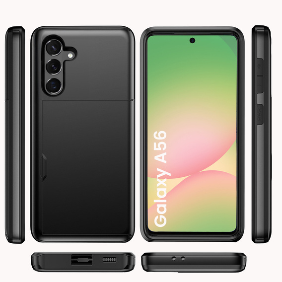 Huse pentru Samsung Galaxy A56 5G, Sliding Card Holder, negru