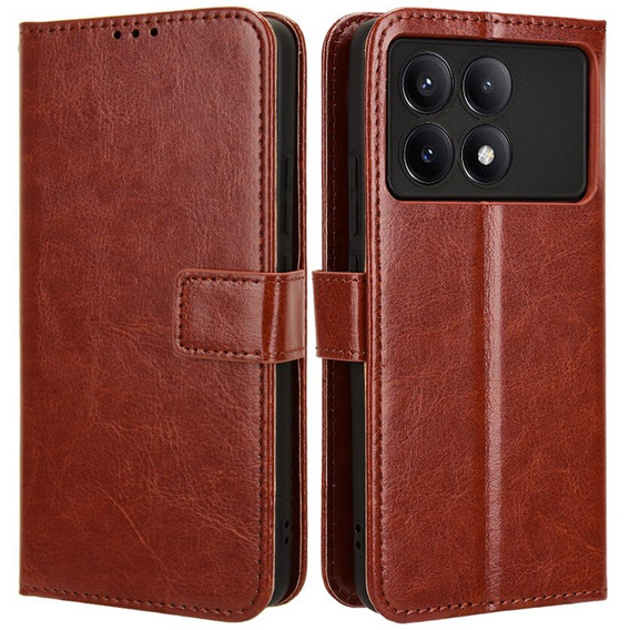 Cu clapetă pentru Xiaomi Poco F6 Pro, Crazy Horse Wallet, maro
