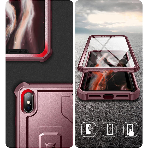Husă blindată pentru iPhone XS Max, Dexnor Full Body, roșu