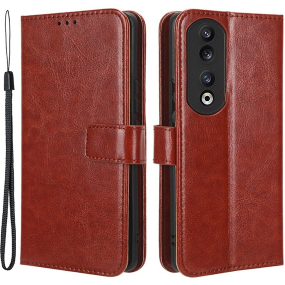 Cu clapetă pentru Honor 90, Crazy Horse Wallet, maro