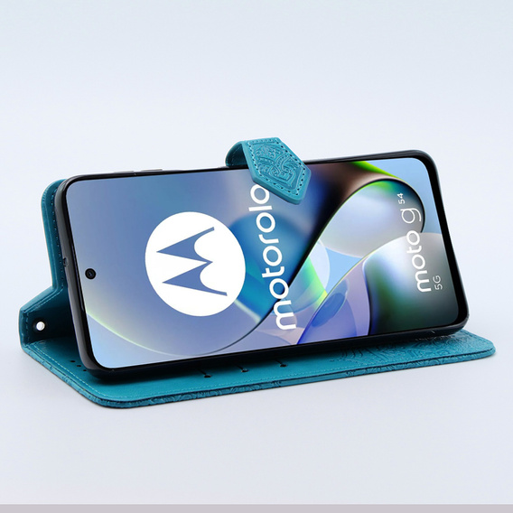 Cu clapetă pentru Motorola Moto G54 5G, Mandala, albastru