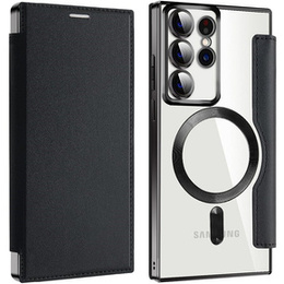 Cu clapetă pentru Samsung Galaxy S22 Ultra 5G, RFID Wallet MagSafe CamShield, negru