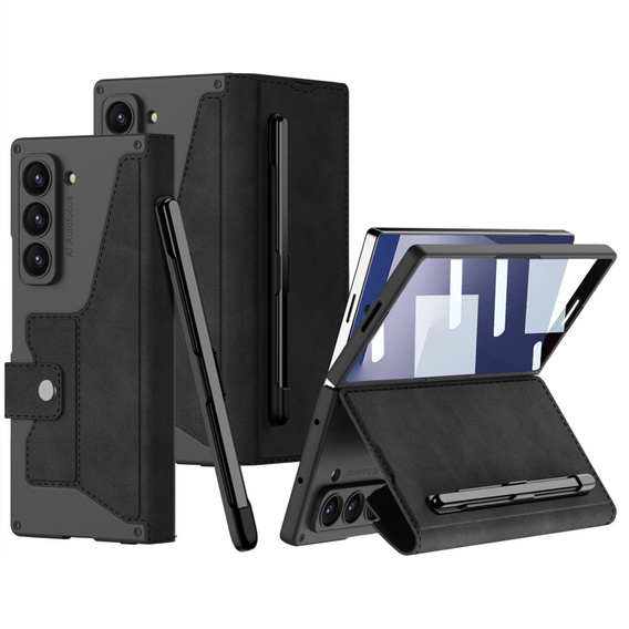 Carcasă portofel cu clapetă neagră pentru Samsung Galaxy Z Fold 7 5G