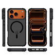 Carcasă Matt pentru iPhone 17 Pro, blindată, pentru MagSafe, fumurie cu margini negre