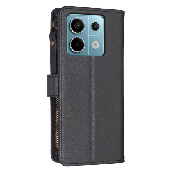 Cu clapetă pentru Xiaomi Redmi Note 13 Pro 4G / Xiaomi Redmi Note 14S / Xiaomi Poco M6 Pro 4G, Wallet Zipper Pocket, negru