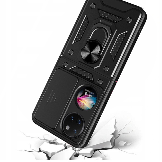 Husă blindată pentru Huawei P50 Pocket, CamShield Slide, negru