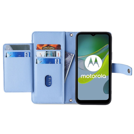 Cu clapetă pentru Motorola Edge 40 Neo, Wallet Zipper Pocket, albastru