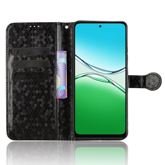 Husa cu clapetă pentru Oppo A5 5G / A5m, Wallet Rhombus, negru