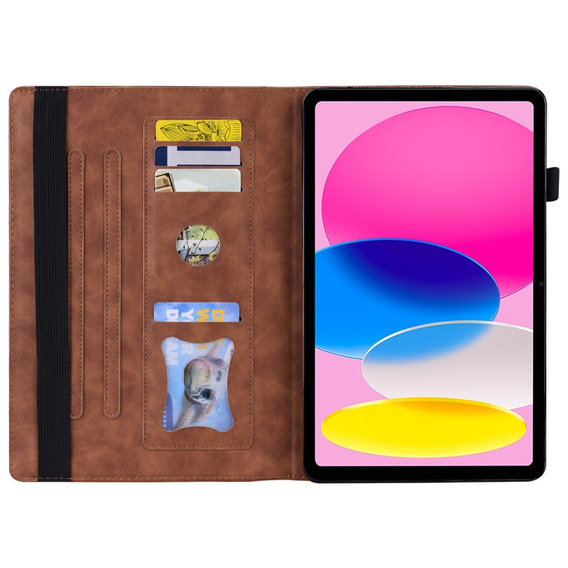 Husă pentru iPad 10.9 2022 10 Gen, Classic, cu spațiu pentru stylus, maro