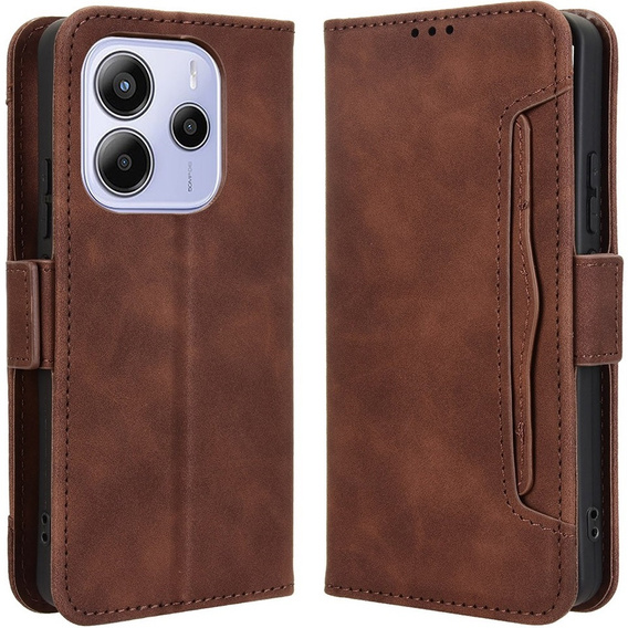 Cu clapetă pentru Xiaomi Redmi Note 14 4G, Card Slot, maro