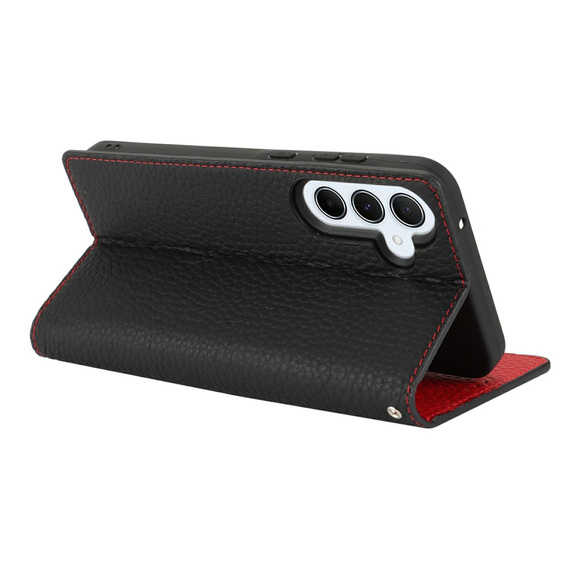 Cu clapetă pentru Samsung Galaxy S25+ Plus, Litchi Skin Grain, negru