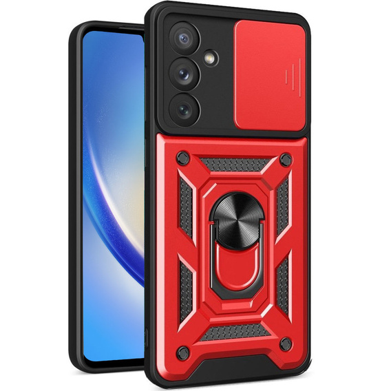 Husă blindată pentru Samsung Galaxy A34 5G, CamShield Slide, roșu