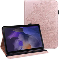 Husă cu clapetă pentru Samsung Galaxy Tab A8 10.5 SM-X200 SM-X205, flower, roz rose gold