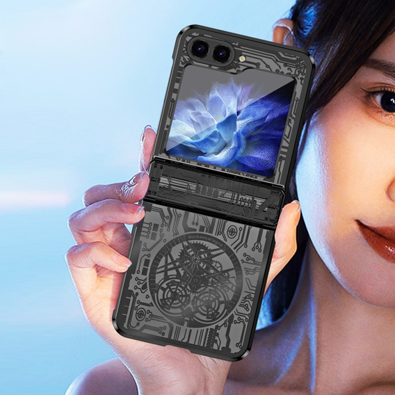 Husă pentru Samsung Galaxy Z Flip7 FE / Z Flip6, Mechanical Legend, negru