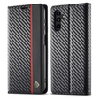 Husă cu clapetă LC.IMEEKE pentru Samsung Galaxy A17 5G, textură carbon, negru
