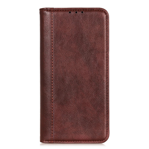 Huse pentru Xiaomi 14T Pro, Wallet Litchi Leather, maro