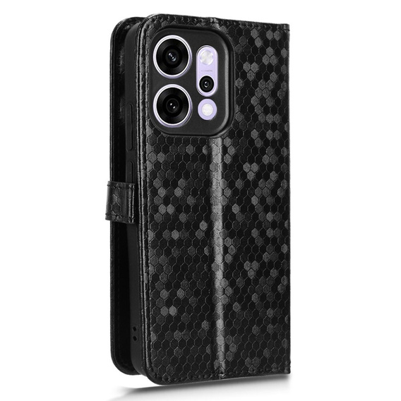 Husă cu clapetă pentru Oppo Reno 14, Wallet Rhombus, negru