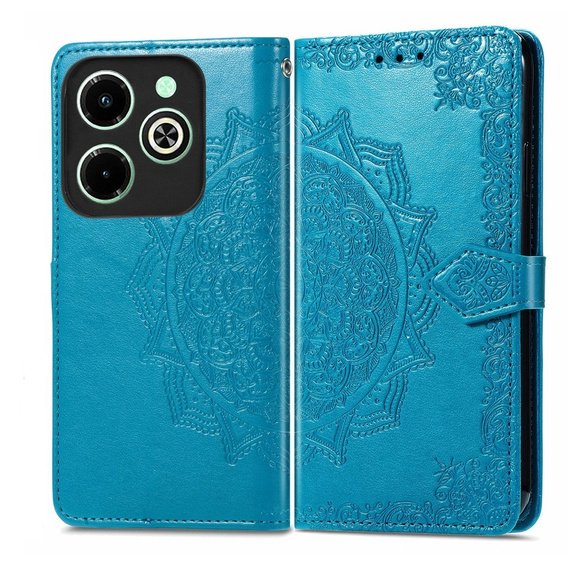 Cu clapetă pentru Infinix Hot 40i, Mandala, albastru