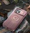 Husă blindată pentru iPhone 16 Pro Max, Dexnor CamProtect MagSafe, roz (Două rame)