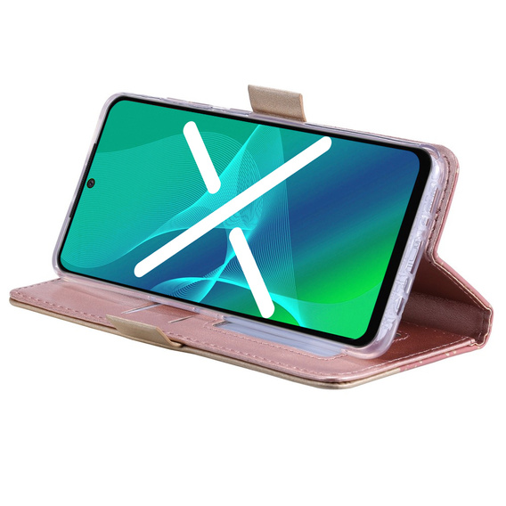 Carcasă cu clapetă pentru Samsung Galaxy S22+ Plus 5G, Wallet Pocket Zipper Lace, roz