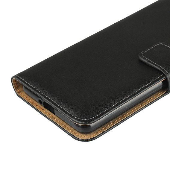 Cu clapetă pentru Sony Xperia 10 II, Case Genuine Leather, negru