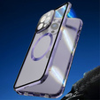 Carcasa Magnetic Dual Glass MagSafe pentru iPhone 15 Pro Max, violet