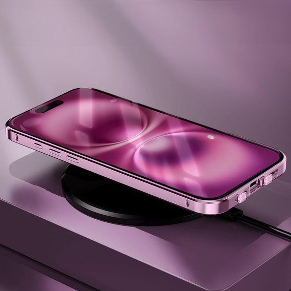 Carcasa Magnetic Dual Glass MagSafe pentru iPhone 16, roz rose gold