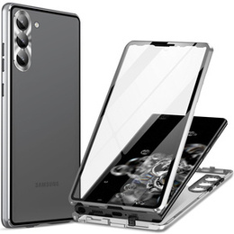 Husa pentru Samsung Galaxy S24, Magnetic Dual Glass, de argint