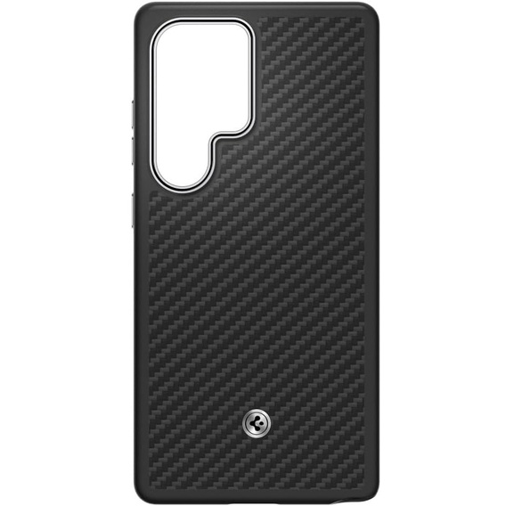 Carcasa Spigen pentru Samsung Galaxy S25 Ultra, Enzo Aramid MagSafe, carbon negru + 9H Tempered Glass