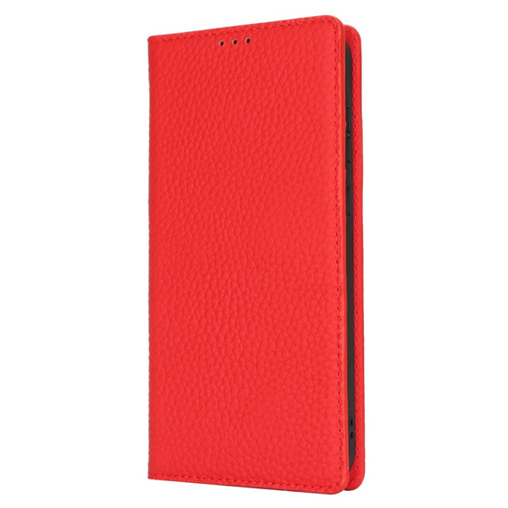 Cu clapetă pentru Samsung Galaxy S25, Litchi Skin Grain, roșu