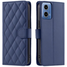 Husă cu clapetă pentru Motorola Moto G24 / G24 Power / G04, Rhombus Crossbody Leather, albastru