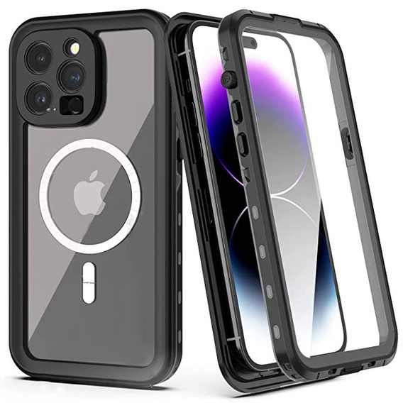 Husă impermeabilă pentru iPhone 14 Pro, Redpepper, pentru MagSafe, negru