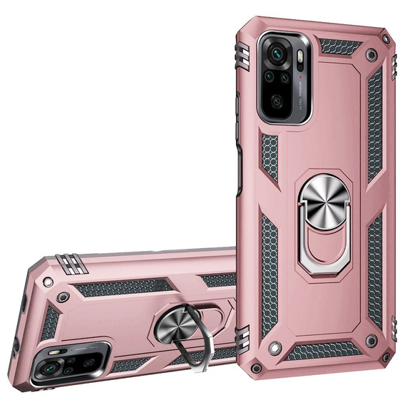 Husă blindată pentru Xiaomi Redmi Note 10/10S, Nox Case Ring, roz rose gold