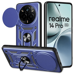 Husă blindată pentru Realme 14 Pro 5G, CamShield Slide, albastru
