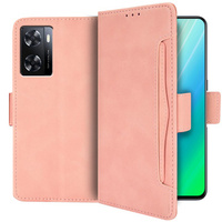 Cu clapetă pentru Oppo A57s, Card Slot, roz