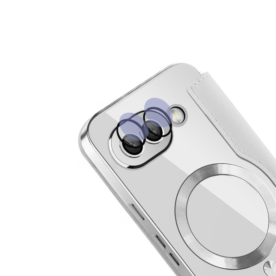Cu clapetă pentru Google Pixel 9A, RFID Wallet MagSafe CamShield, de argint