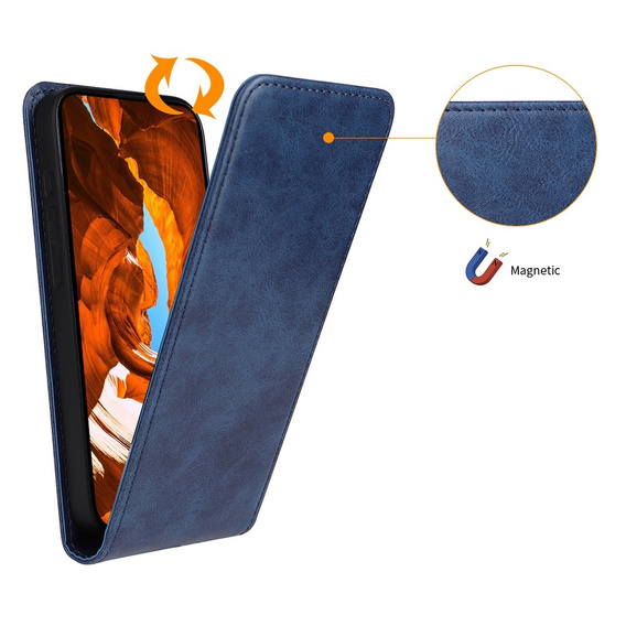 Cu clapetă pentru Samsung Galaxy S25, Flip, albastru închis