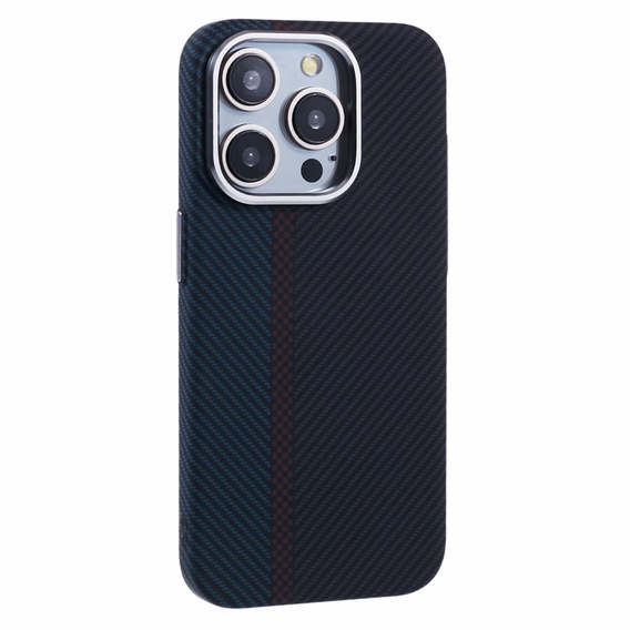 Carcasa pentru iPhone 13 Pro Max, Carbon Fiber MagSafe, negru / albastru
