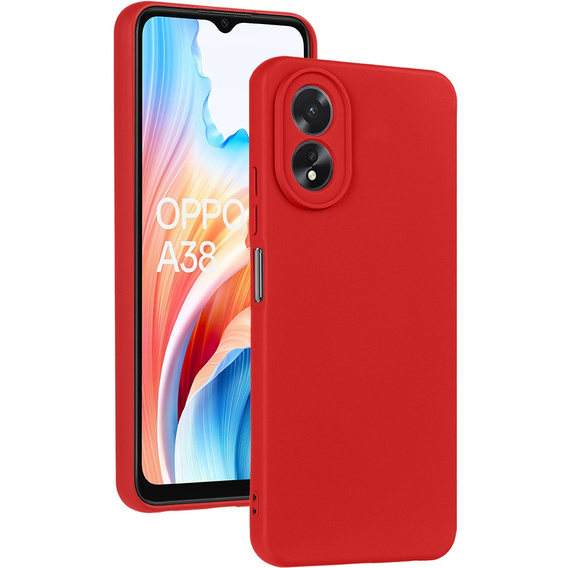 Huse pentru Oppo A18 4G / A38 4G, Silicone Lite, roșu + sticlă 9H